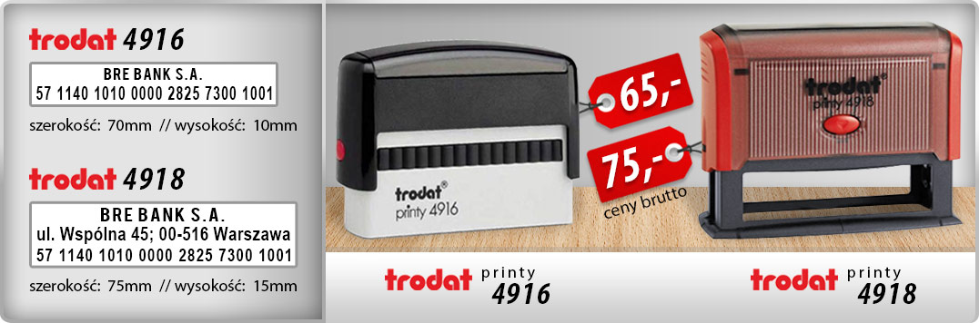 Trodat 4916 i 4918 Trodat Printy 4916 - 65zł, Trodat Printy 4918 - 75zł