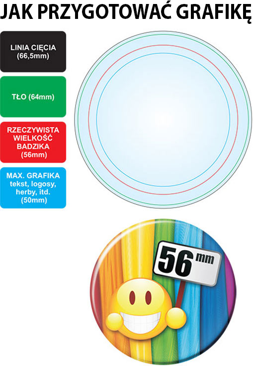 badzik 56mm Przypinki reklamowa o średnicy 56mm Warszawa